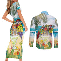 It's 5 o'clock Somewhere Couples Matching Short Sleeve Bodycon Dress and Long Sleeve Button Shirt Beach Party LT7 - Polynesian Pride