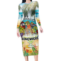 It's 5 o'clock Somewhere Family Matching Long Sleeve Bodycon Dress and Hawaiian Shirt Beach Party LT7 Mom's Dress Colorful - Polynesian Pride