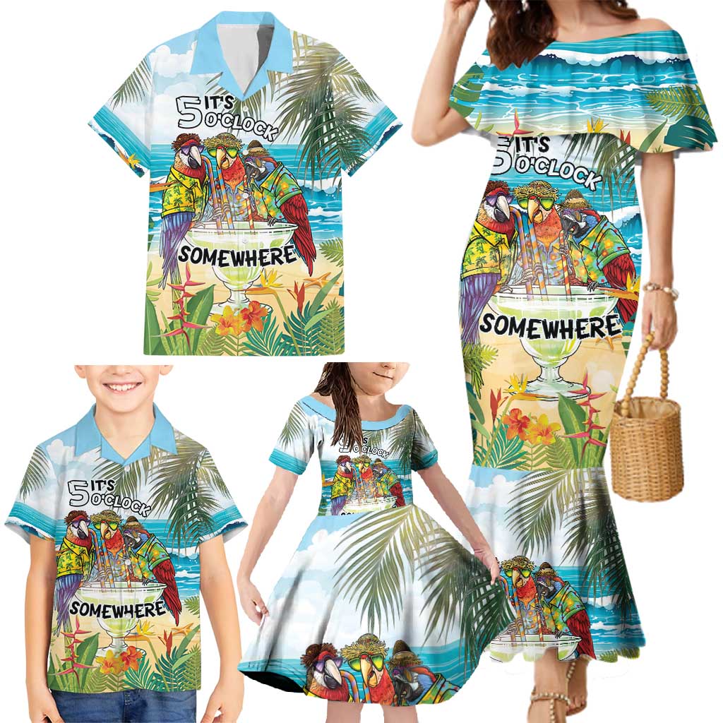 It's 5 o'clock Somewhere Family Matching Mermaid Dress and Hawaiian Shirt Beach Party LT7 - Polynesian Pride