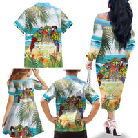 It's 5 o'clock Somewhere Family Matching Off The Shoulder Long Sleeve Dress and Hawaiian Shirt Beach Party LT7 - Polynesian Pride