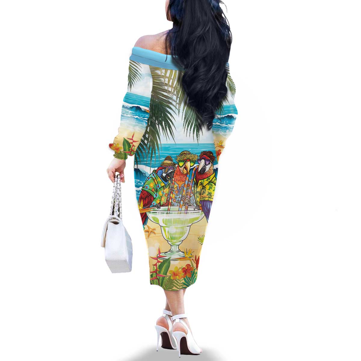 It's 5 o'clock Somewhere Family Matching Off The Shoulder Long Sleeve Dress and Hawaiian Shirt Beach Party LT7 - Polynesian Pride