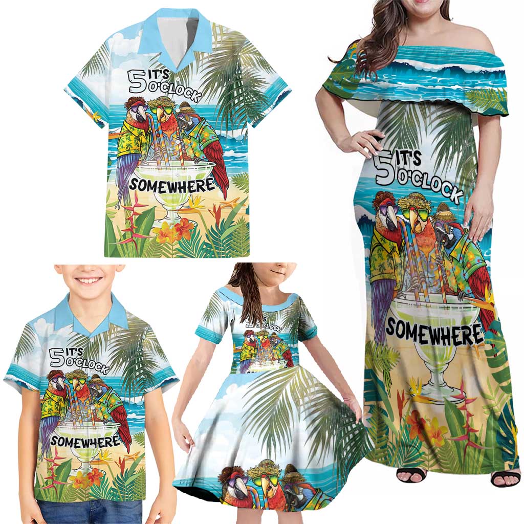 It's 5 o'clock Somewhere Family Matching Off Shoulder Maxi Dress and Hawaiian Shirt Beach Party LT7 - Polynesian Pride