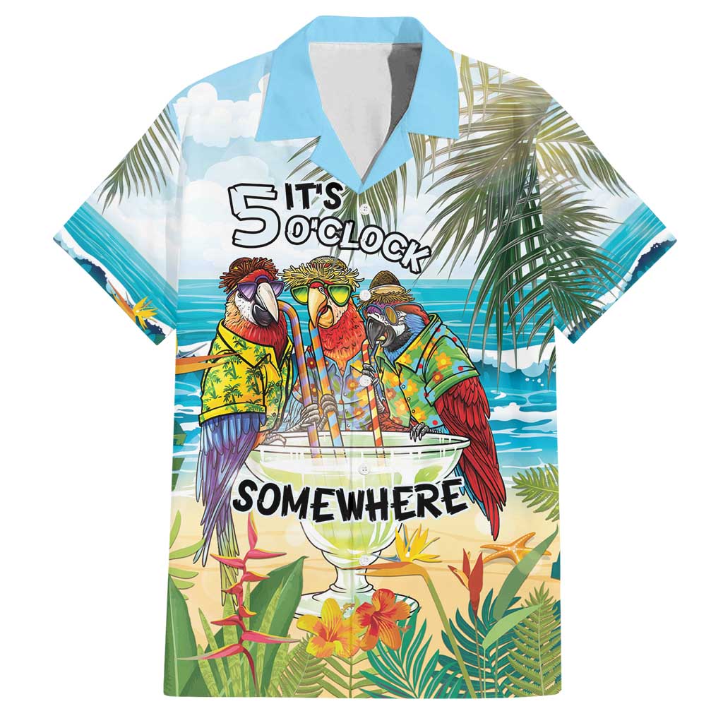 It's 5 o'clock Somewhere Family Matching Off Shoulder Maxi Dress and Hawaiian Shirt Beach Party LT7 Dad's Shirt - Short Sleeve Colorful - Polynesian Pride