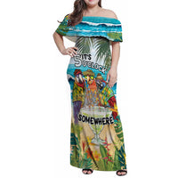 It's 5 o'clock Somewhere Family Matching Off Shoulder Maxi Dress and Hawaiian Shirt Beach Party LT7 Mom's Dress Colorful - Polynesian Pride