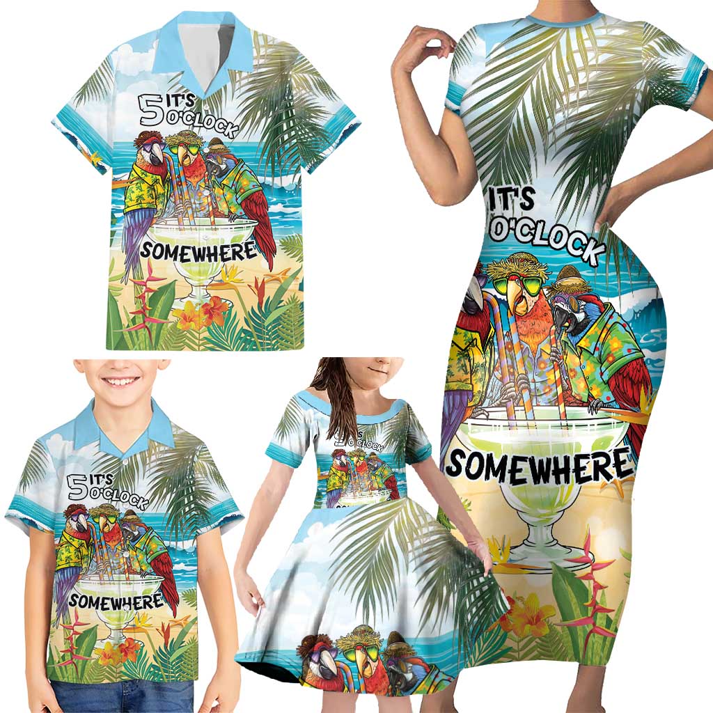 It's 5 o'clock Somewhere Family Matching Short Sleeve Bodycon Dress and Hawaiian Shirt Beach Party LT7 - Polynesian Pride