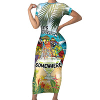 It's 5 o'clock Somewhere Family Matching Short Sleeve Bodycon Dress and Hawaiian Shirt Beach Party LT7 Mom's Dress Colorful - Polynesian Pride