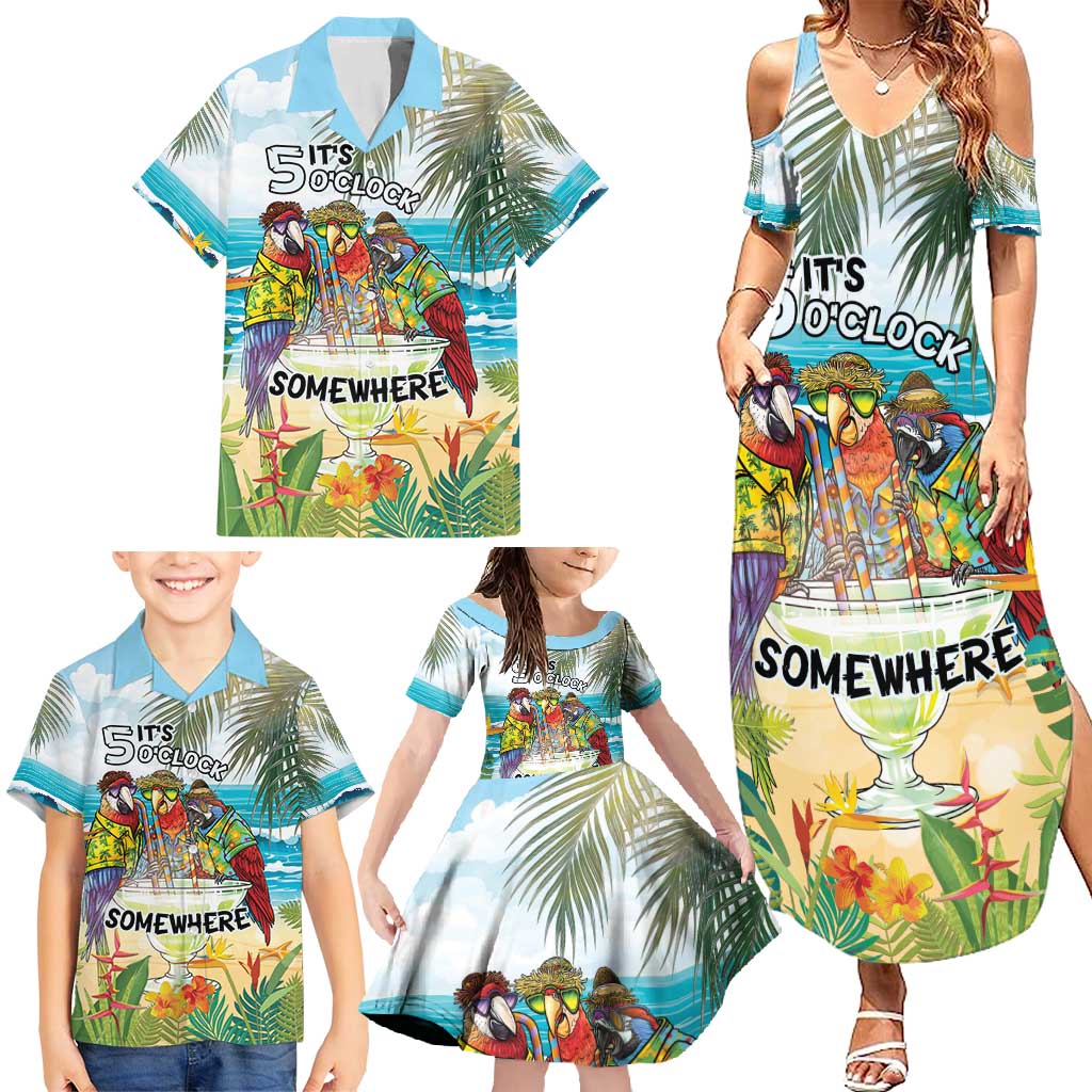 It's 5 o'clock Somewhere Family Matching Summer Maxi Dress and Hawaiian Shirt Beach Party LT7 - Polynesian Pride