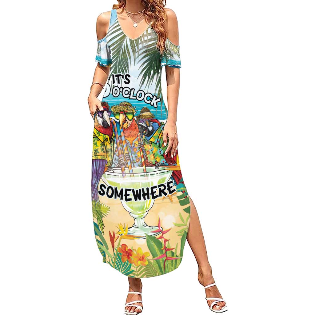 It's 5 o'clock Somewhere Family Matching Summer Maxi Dress and Hawaiian Shirt Beach Party LT7 Mom's Dress Colorful - Polynesian Pride