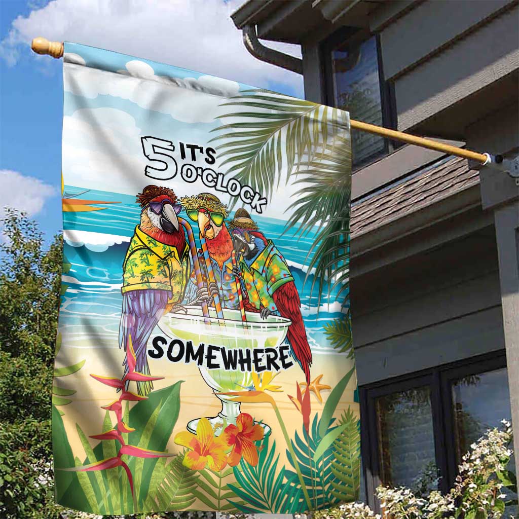 It's 5 o'clock Somewhere Garden Flag Beach Party - Polynesian Pride