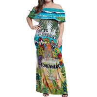 It's 5 o'clock Somewhere Off Shoulder Maxi Dress Beach Party - Polynesian Pride