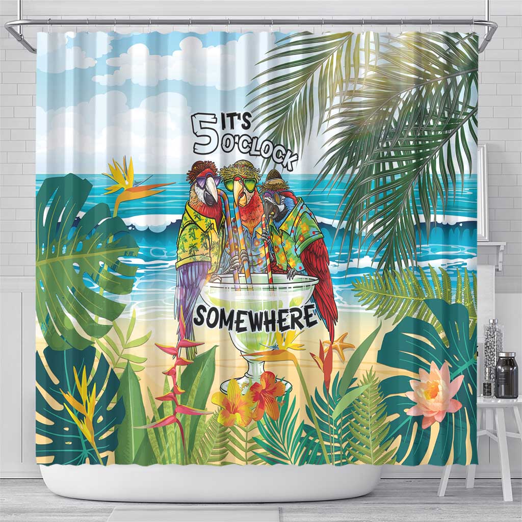 It's 5 o'clock Somewhere Shower Curtain Beach Party - Polynesian Pride
