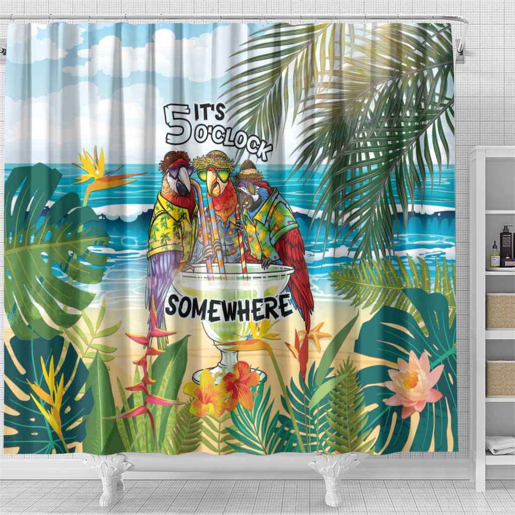 It's 5 o'clock Somewhere Shower Curtain Beach Party - Polynesian Pride