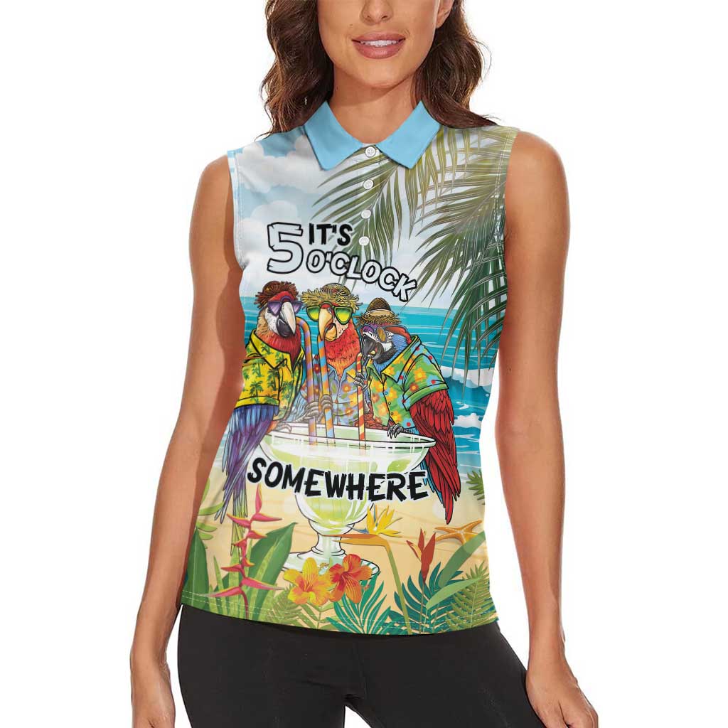 It's 5 o'clock Somewhere Women Sleeveless Polo Shirt Beach Party - Polynesian Pride