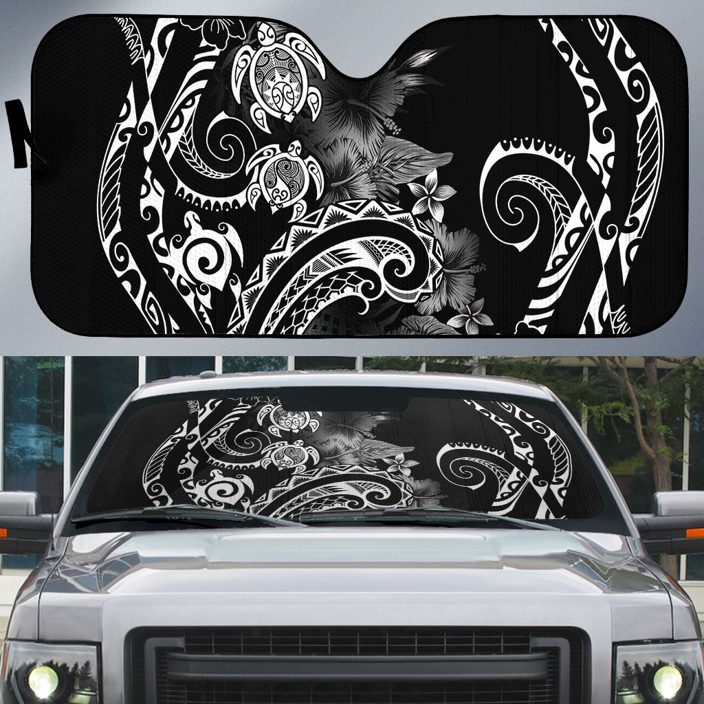 Aloha Hawaii Turtles Floral Auto Sun Shade Obsidian Glaze