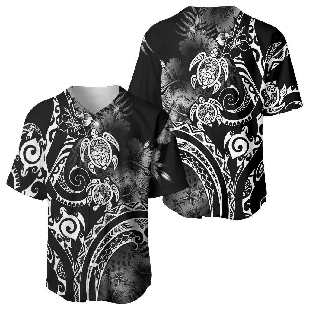 Aloha Hawaii Turtles Floral Baseball Jersey Obsidian Glaze