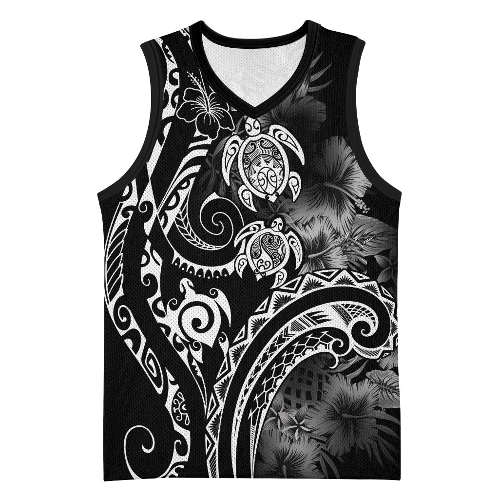 Aloha Hawaii Turtles Floral Basketball Jersey Obsidian Glaze