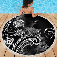 Aloha Hawaii Turtles Floral Beach Blanket Obsidian Glaze