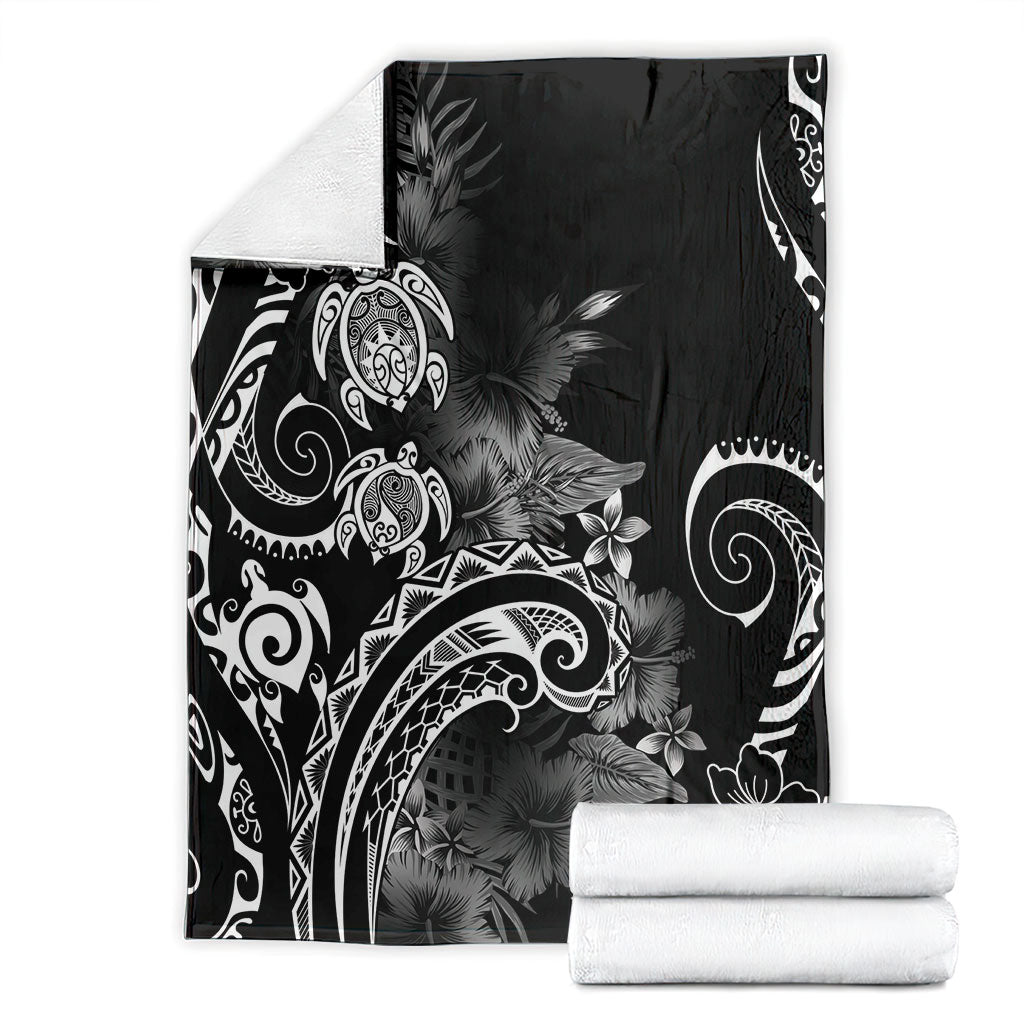 Aloha Hawaii Turtles Floral Blanket Obsidian Glaze