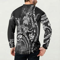 Aloha Hawaii Turtles Floral Button Sweatshirt Obsidian Glaze