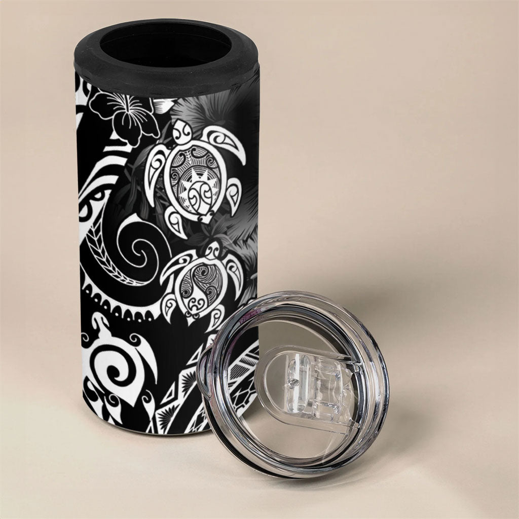 Aloha Hawaii Turtles Floral 4 in 1 Can Cooler Tumbler Obsidian Glaze