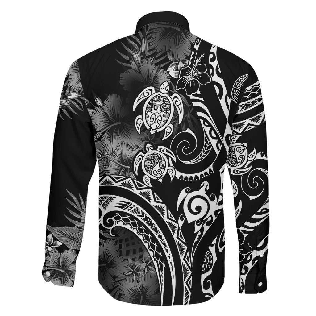 Aloha Hawaii Turtles Floral Family Matching Off Shoulder Short Dress and Hawaiian Shirt Obsidian Glaze