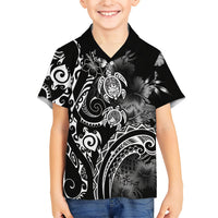 Aloha Hawaii Turtles Floral Family Matching Puletasi and Hawaiian Shirt Obsidian Glaze