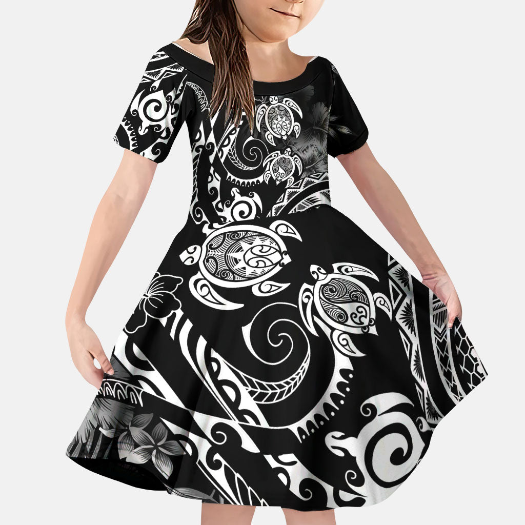 Aloha Hawaii Turtles Floral Family Matching Tank Maxi Dress and Hawaiian Shirt Obsidian Glaze