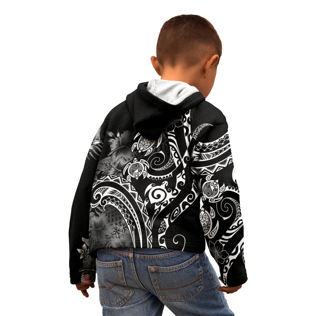 Aloha Hawaii Turtles Floral Kid Hoodie Obsidian Glaze