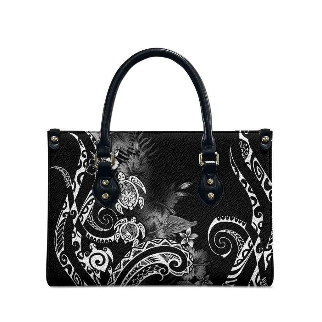 Aloha Hawaii Turtles Floral Leather Bag Obsidian Glaze