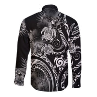Aloha Hawaii Turtles Floral Long Sleeve Button Shirt Obsidian Glaze