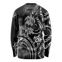 Aloha Hawaii Turtles Floral Long Sleeve Shirt Obsidian Glaze