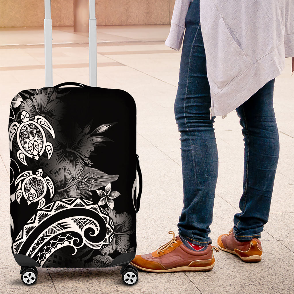Aloha Hawaii Turtles Floral Luggage Cover Obsidian Glaze