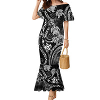 Aloha Hawaii Turtles Floral Mermaid Dress Obsidian Glaze