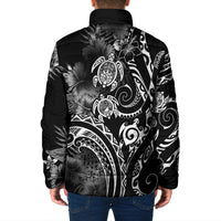 Aloha Hawaii Turtles Floral Padded Jacket Obsidian Glaze
