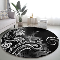 Aloha Hawaii Turtles Floral Round Carpet Obsidian Glaze