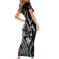 Aloha Hawaii Turtles Floral Short Sleeve Bodycon Dress Obsidian Glaze