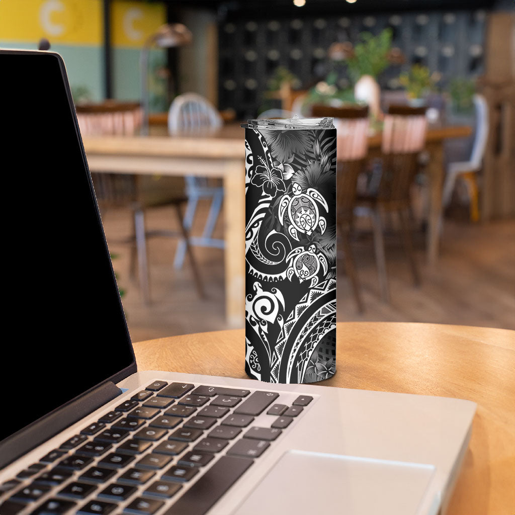 Aloha Hawaii Turtles Floral Skinny Tumbler Obsidian Glaze