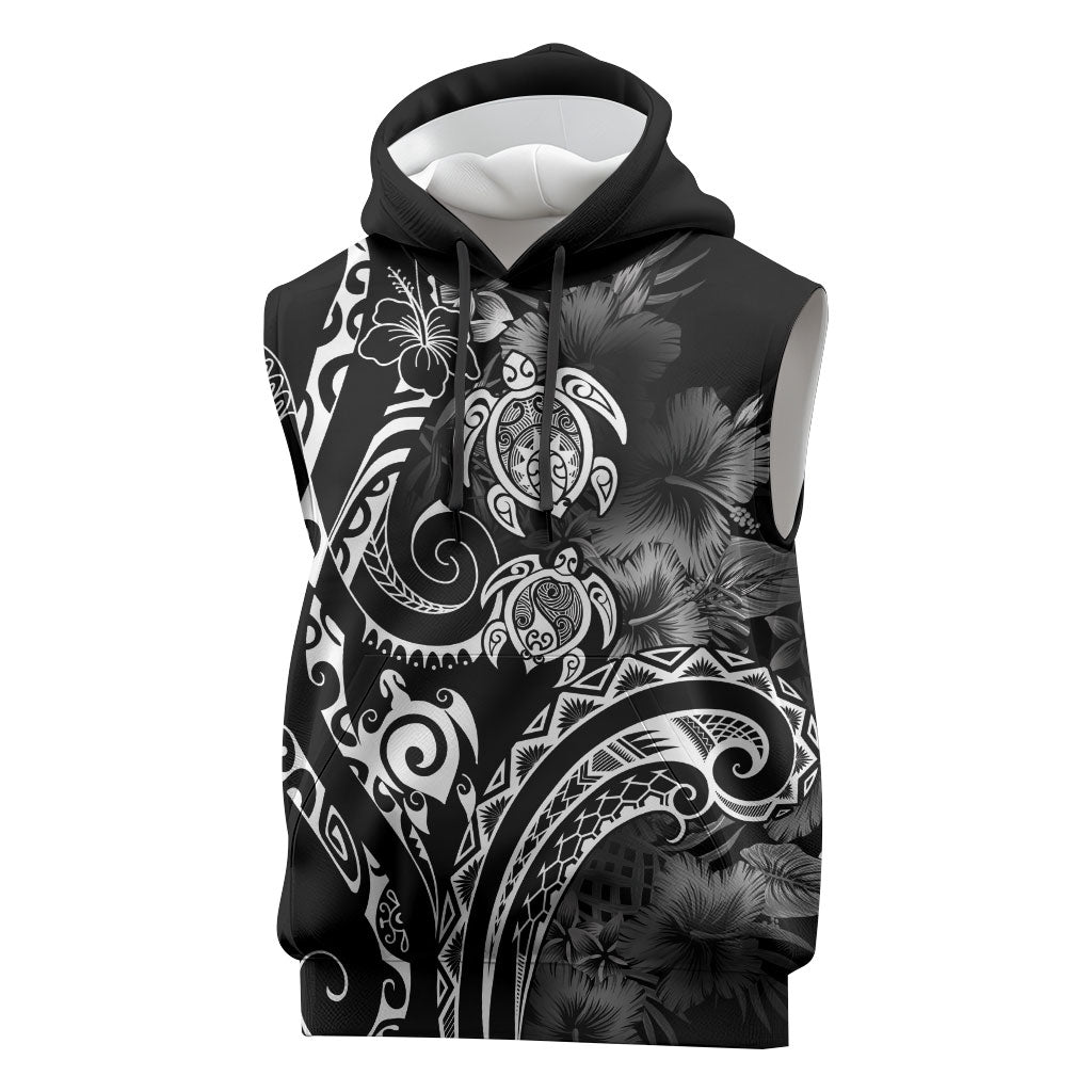 Aloha Hawaii Turtles Floral Sleeveless Hoodie Obsidian Glaze