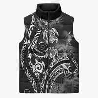Aloha Hawaii Turtles Floral Sleeveless Puffer Jacket Obsidian Glaze