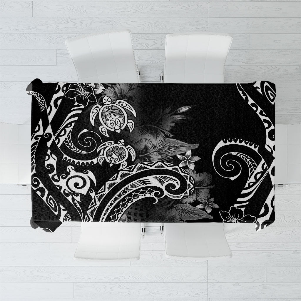 Aloha Hawaii Turtles Floral Tablecloth Obsidian Glaze