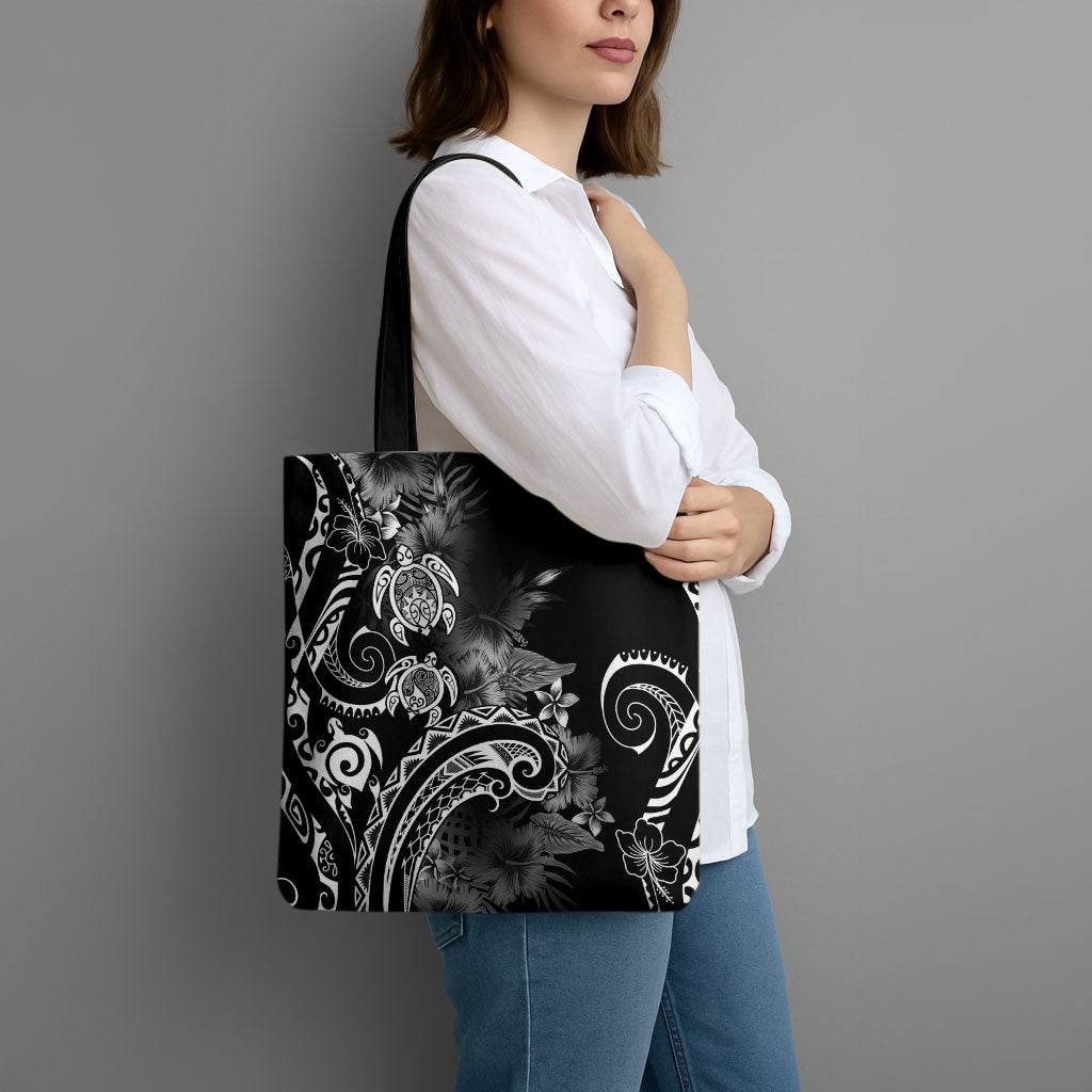 Aloha Hawaii Turtles Floral Tote Bag Obsidian Glaze