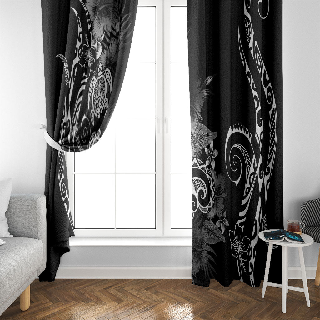 Aloha Hawaii Turtles Floral Window Curtain Obsidian Glaze