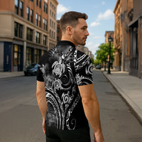 Aloha Hawaii Turtles Floral Zipper Polo Shirt Obsidian Glaze