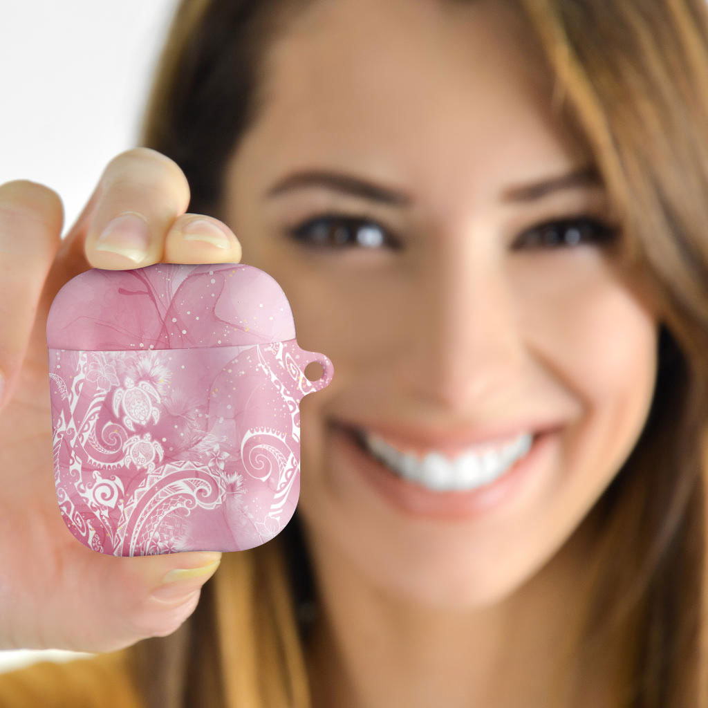 Aloha Hawaii Turtles Floral AirPods Case Pink Marbles Glaze