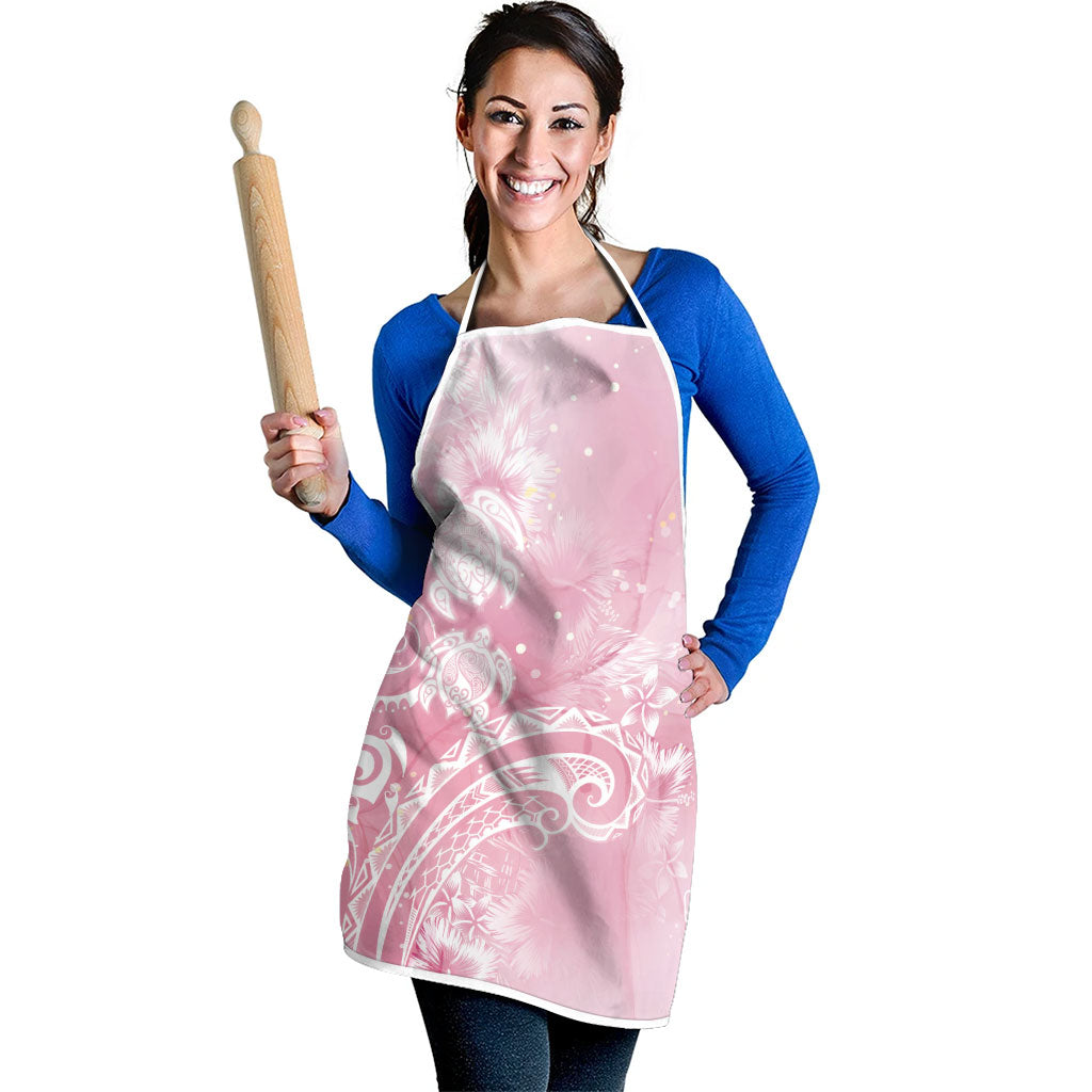 Aloha Hawaii Turtles Floral Apron Pink Marbles Glaze