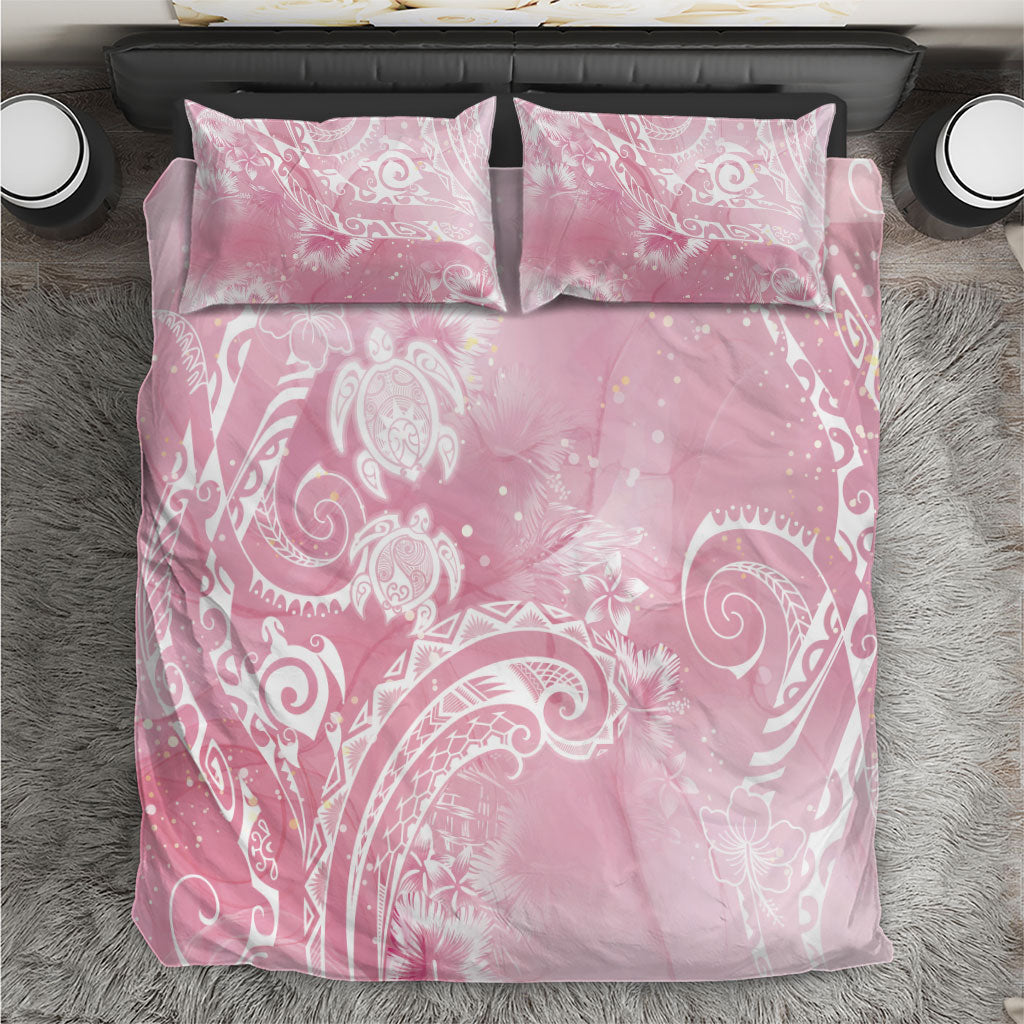 Aloha Hawaii Turtles Floral Bedding Set Pink Marbles Glaze