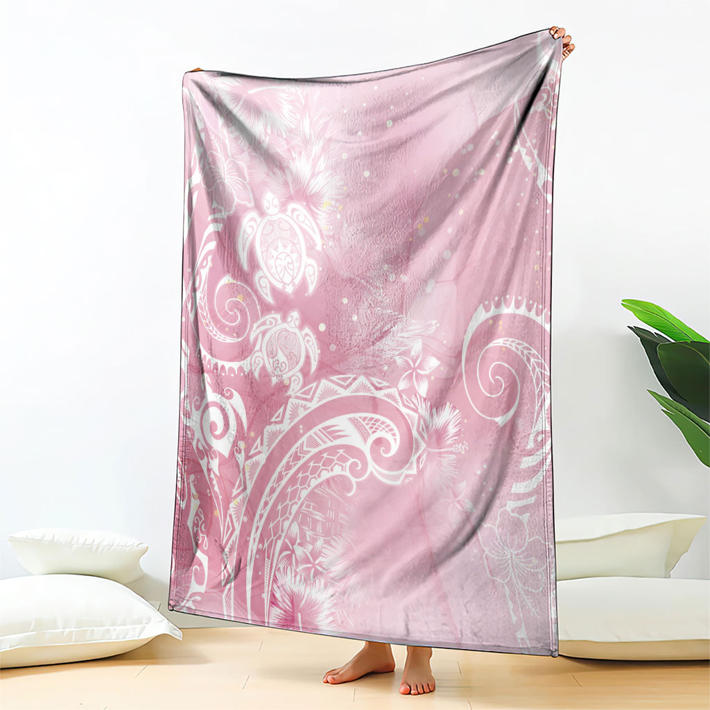 Aloha Hawaii Turtles Floral Blanket Pink Marbles Glaze
