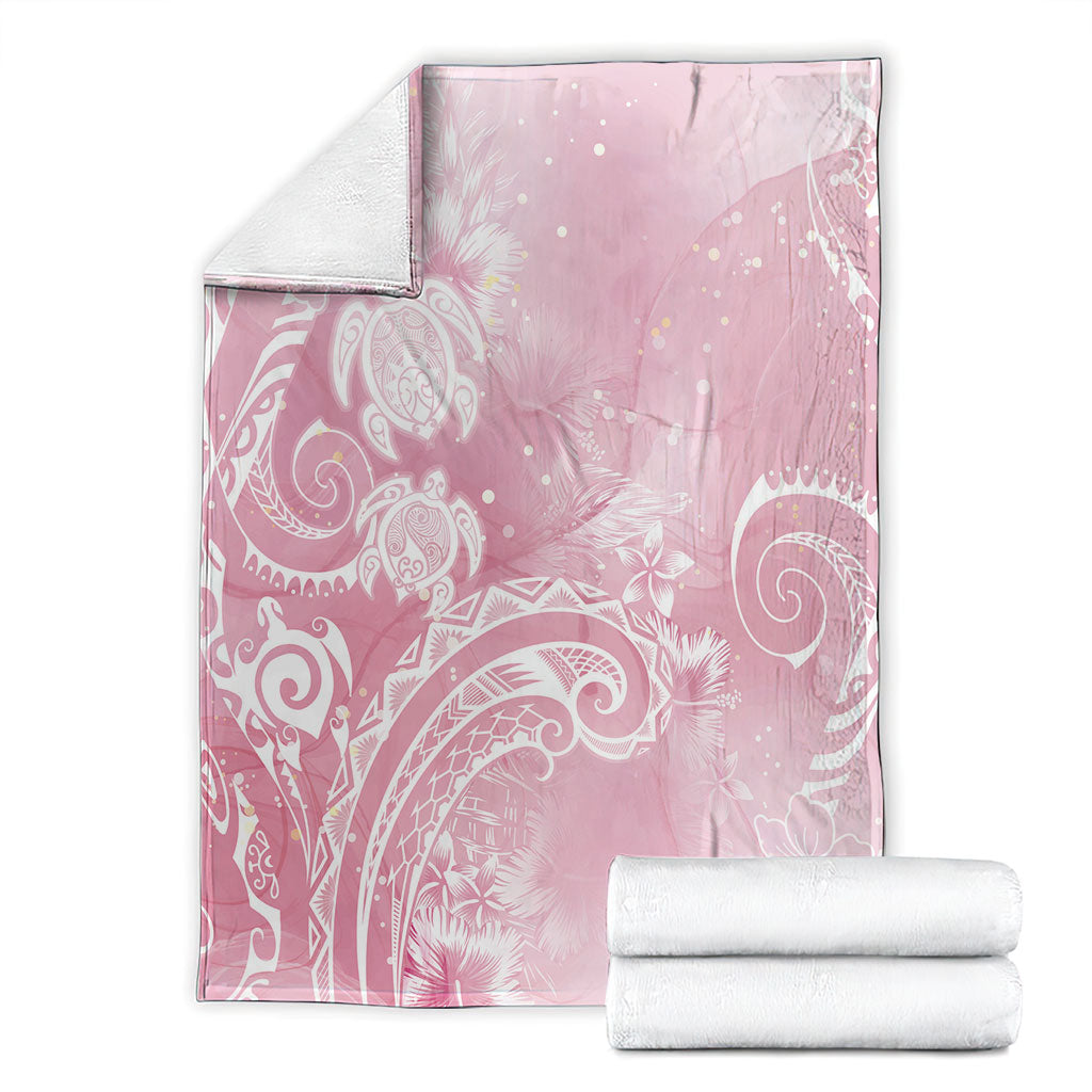 Aloha Hawaii Turtles Floral Blanket Pink Marbles Glaze