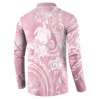 Aloha Hawaii Turtles Floral Button Sweatshirt Pink Marbles Glaze