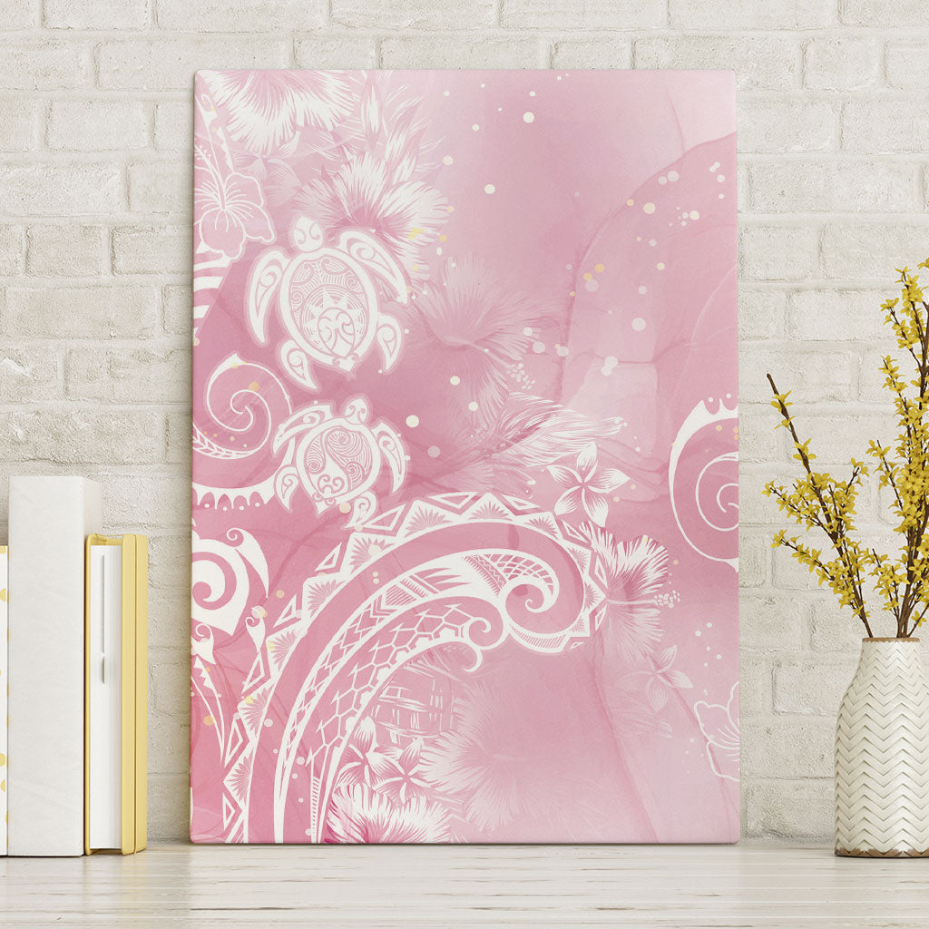 Aloha Hawaii Turtles Floral Canvas Wall Art Pink Marbles Glaze
